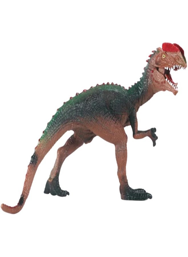 FUNFOB Dinosaur Toy Figure Width -21cm Dilophosaurus Dinosaur Toys for Kids & Adults PVC Multicolour | Red Horn Green Back SML - Image 1